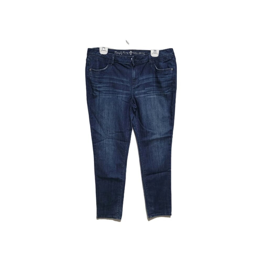 Simply Vera Vera Wang Skinny Jeans 14 Women's Blue Stretch 4 Pocket Distressed